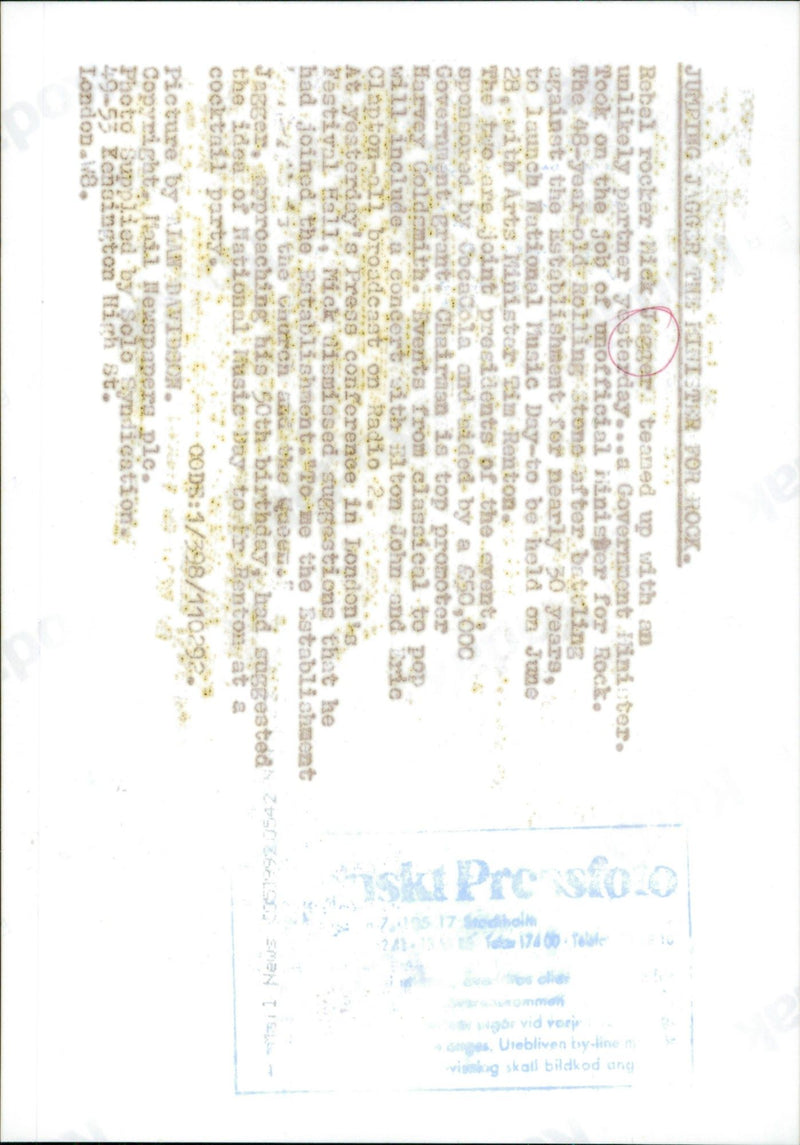 Mick Jagger at a press conference at the Festival Hall - Vintage Photograph