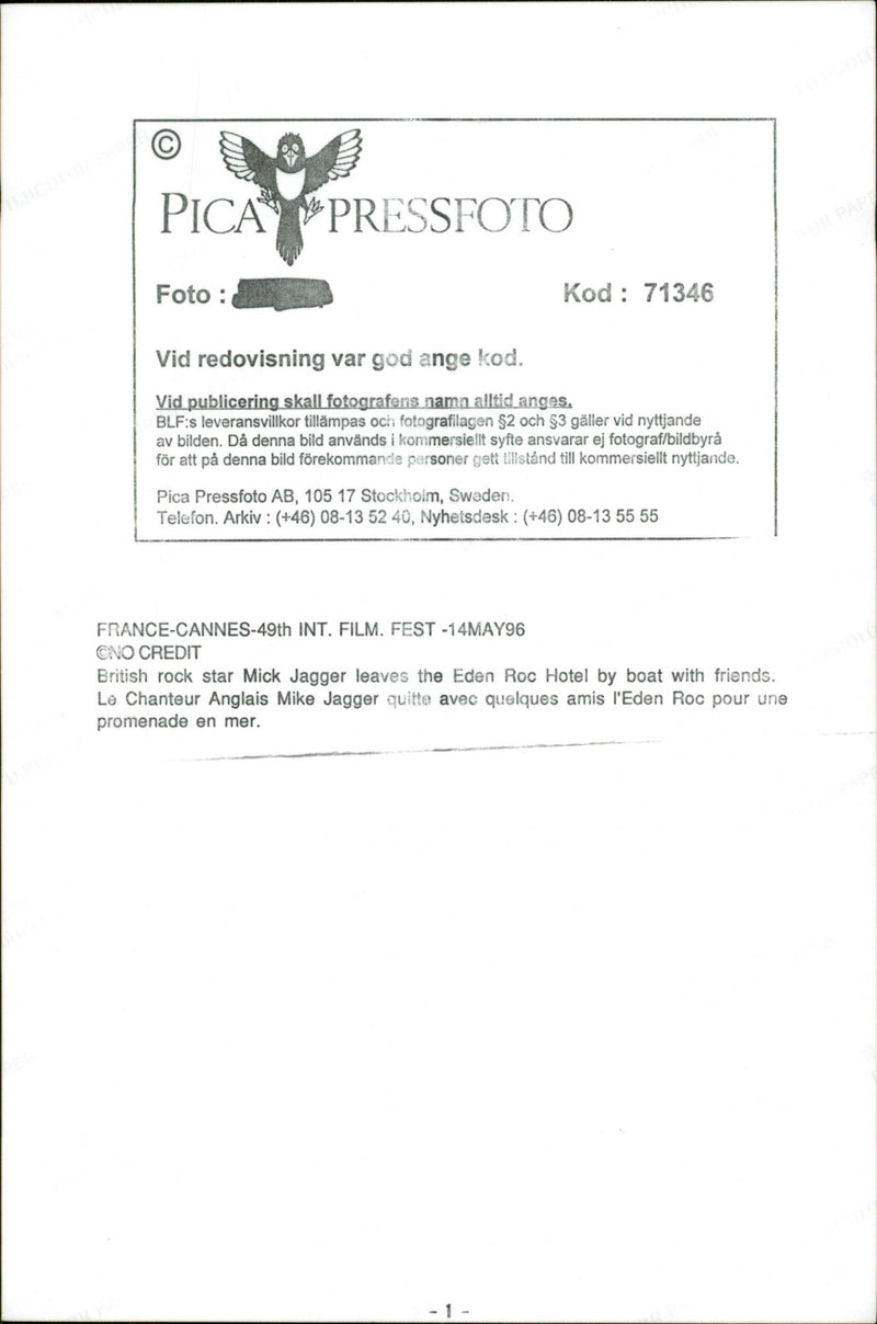 Mick Jagger leaves Eden Roc Hotel with some friends - Vintage Photograph