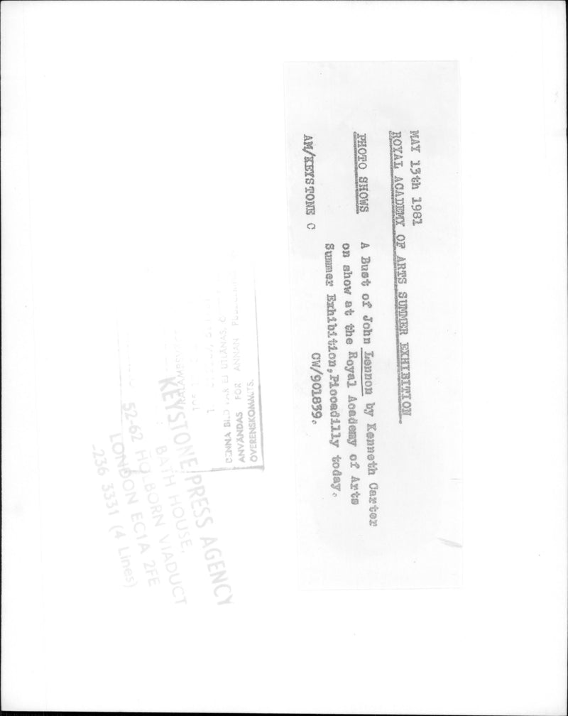 A statue by John Lennon made by Kenneth Carter - Vintage Photograph