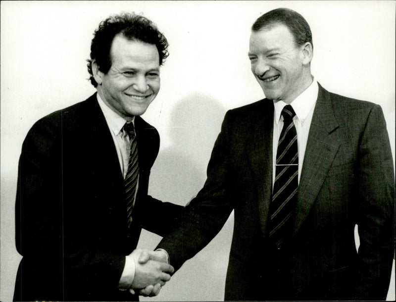 Fermentas CEO Refaat El-Sayed shakes hands with Volvo Pehr G. Gyllenhammar - Vintage Photograph