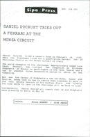 Daniel Ducruet is trying to drive Ferrari on the Autodromo Nazionale Monza race track. - Vintage Photograph