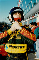 Daniel Ducruet is trying to drive Ferrari on the Autodromo Nazionale Monza race track. - Vintage Photograph