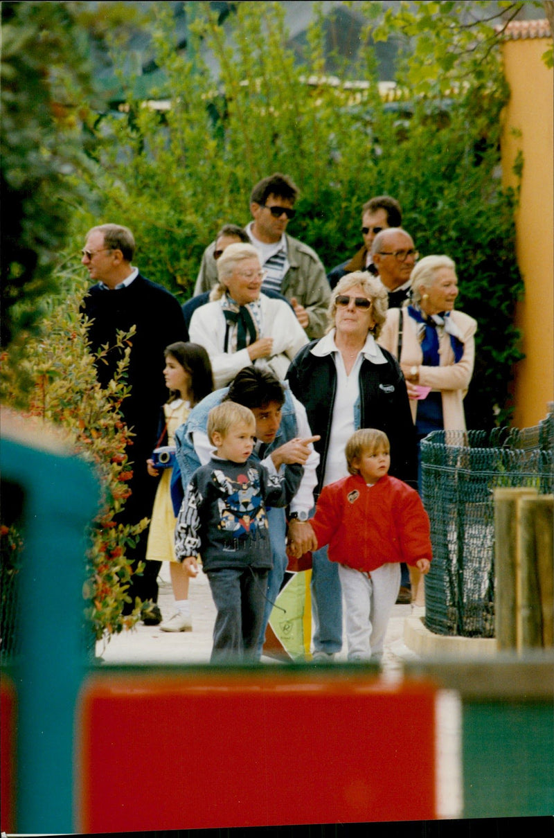 Daniel Ducruet is hanging out with the children Louis and Pauline at an animal and water park. - Vintage Photograph