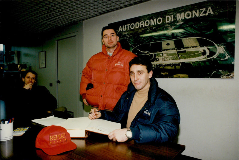 Daniel Ducruet is about to test a Ferrari 348 GT with a friend. - Vintage Photograph