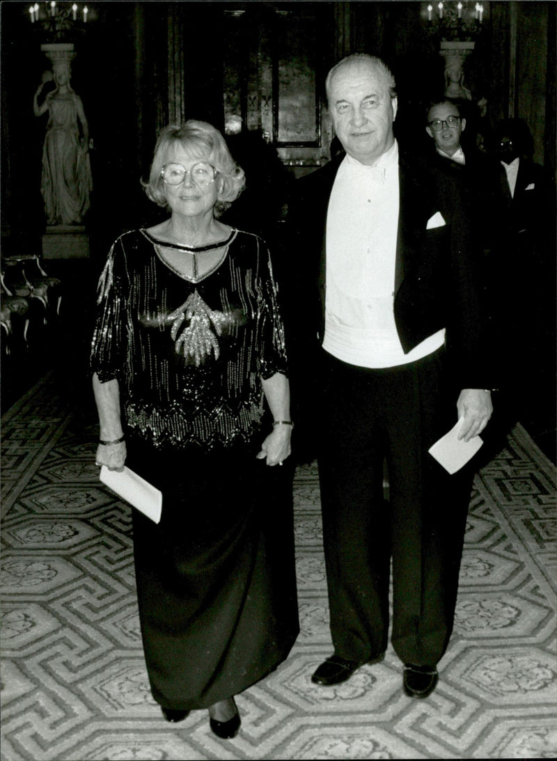 Jazz musician Arne DomnÃ©rus arrives together with his wife Elisabeth to King&