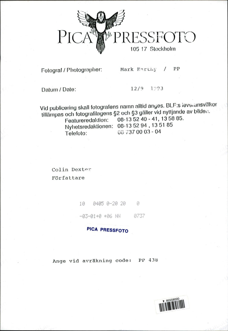 British writer Colin Dexter - Vintage Photograph