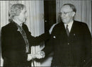 Marika Stiernstedt handed over the writers club chairman club to Fredrik StrÃ¶m - 19 March 1943 - Vintage Photograph