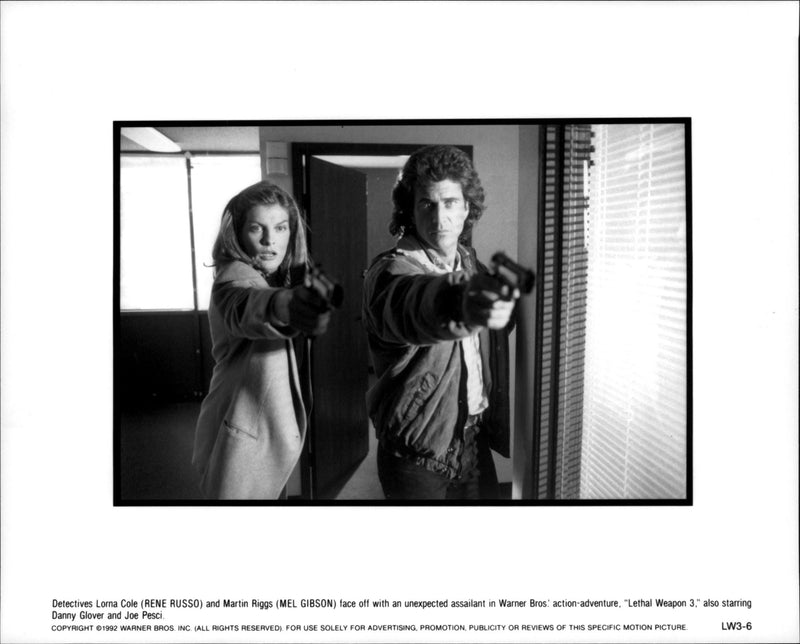Rene Russo with Mel Gibson in Lethal Weapon 3 - Vintage Photograph