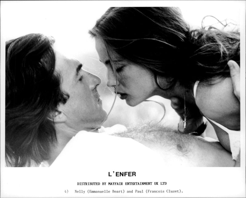 This picture shows  Nelly (Emmanuelle Beart) and Paul (Francois Cluzet) in the film L' Enfer. - Vintage Photograph