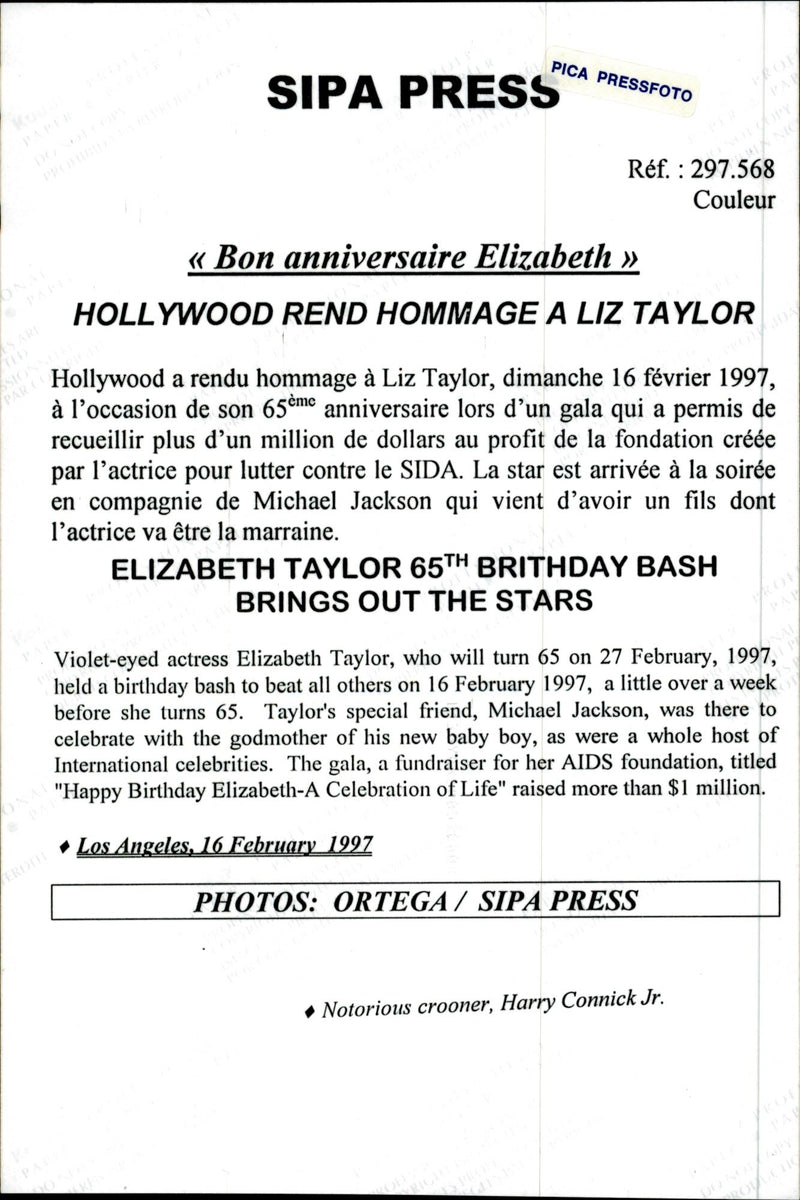 1997 EME PICA POUR LIZ LACTR ELIZABETH INTERNATIONAL ACTRESS PRESS - Vintage Photograph