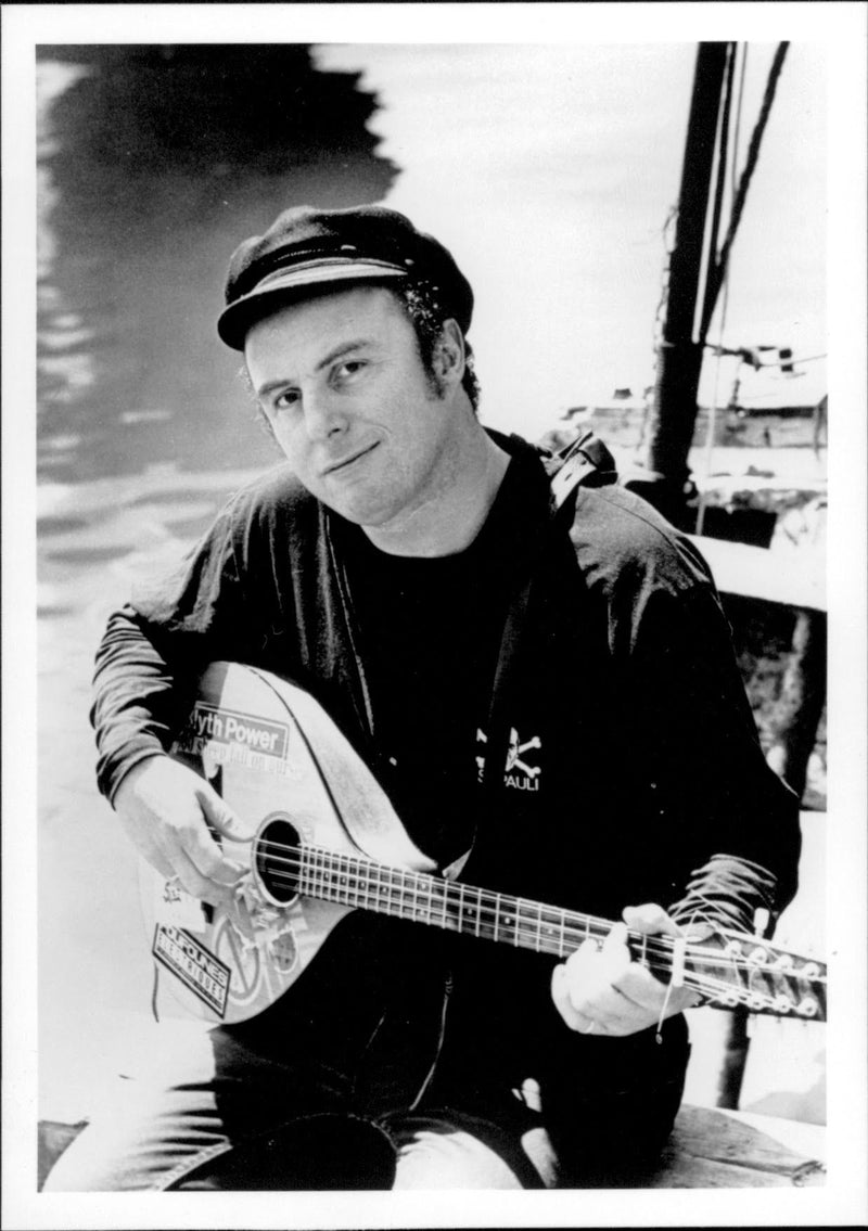 John Baine, Attila the Stockbroker  playing his guitar - Vintage Photograph