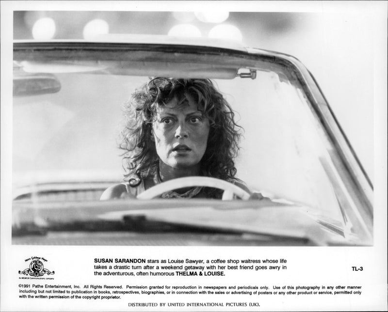 Susan Sarandon as Louise Sawyer in the adventorous, often humorous Thelma and Louise. - Vintage Photograph