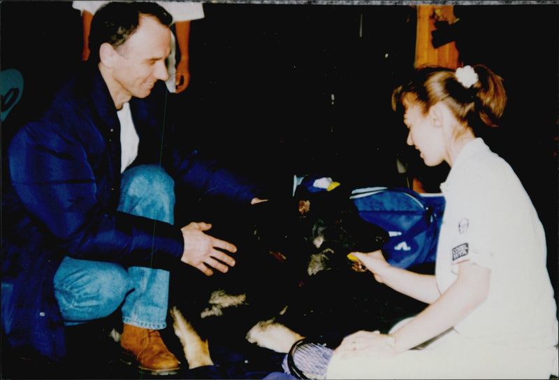 Martina Hingis together with her father Karol. - Vintage Photograph