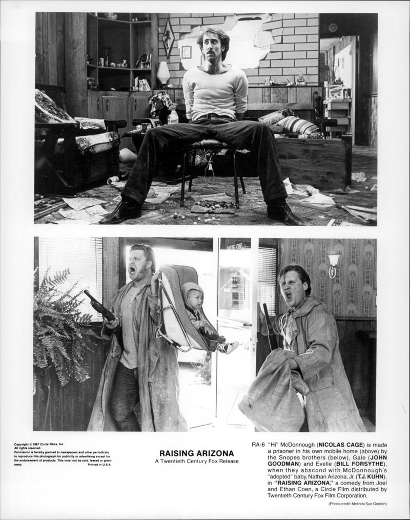 Nicolas Cage, William Forsythe and T.J. Kuhn in Raising Arizona. 1987. - Vintage Photograph