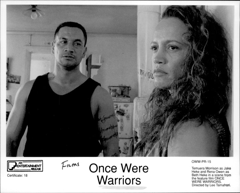 Temuera Morrison as Jack Heke and Rena Owen as Beth Heke in a scene from the feature film ONCE WERE WARRIORS. - Vintage Photograph