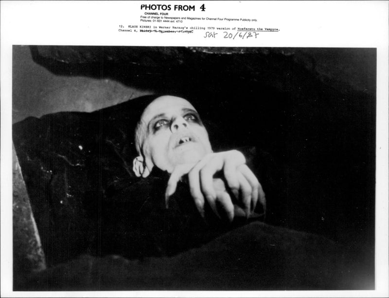 Klaus Kinski in  Werner Herzog's chilling 1979 version of Nosferatu the Vampyre - Vintage Photograph