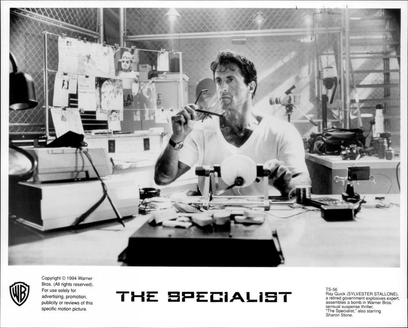 Sylvester Stallone as retired government explosives expert in 1994's film "The Specialist" - Vintage Photograph