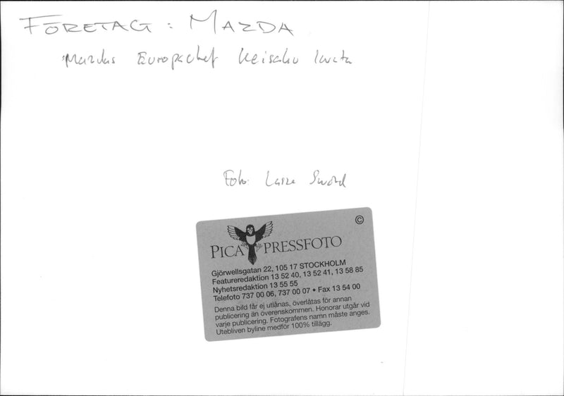 Mazda Europachef Keisaki Iwata. - Vintage Photograph