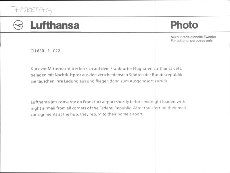 Article image of parts of Lufthansa night-parked fleet. - Vintage Photograph