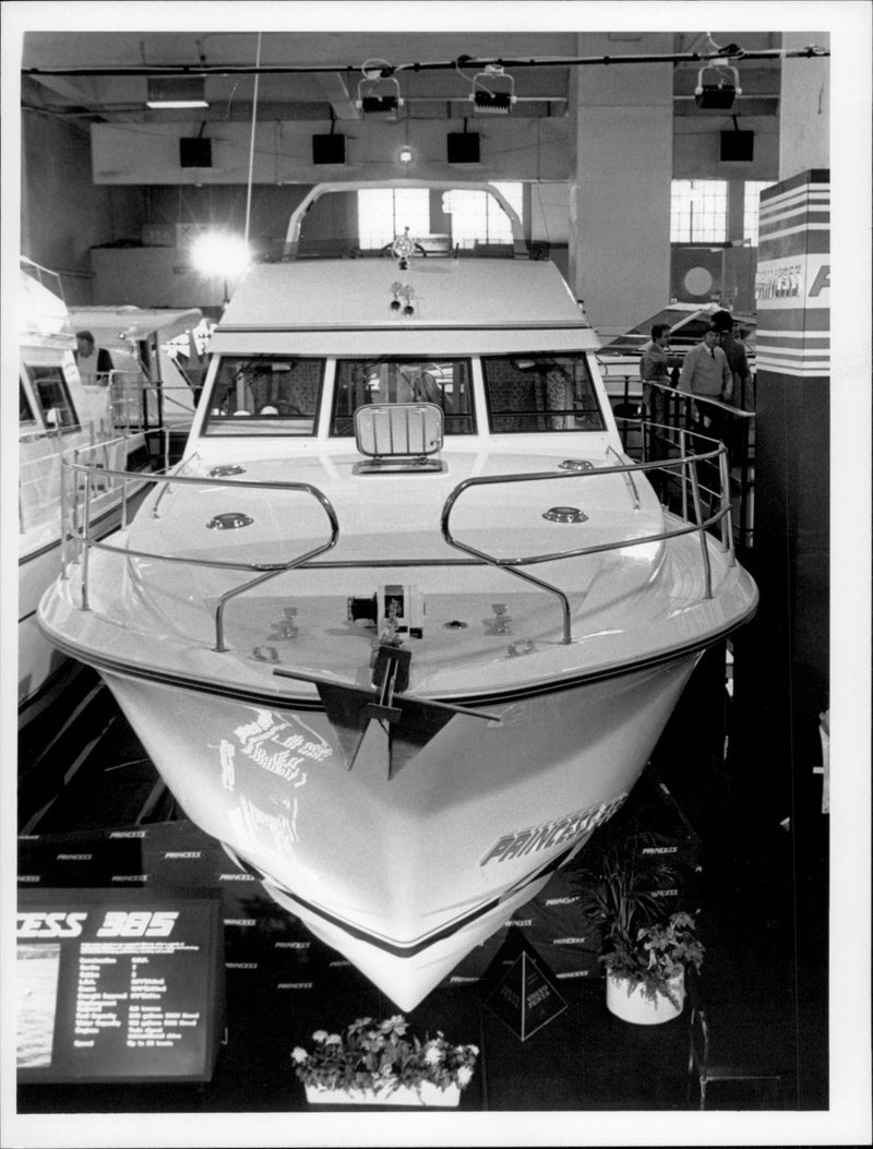 The boat &quot;Princess 385&quot; at the boat fair in Earls Court - Vintage Photograph