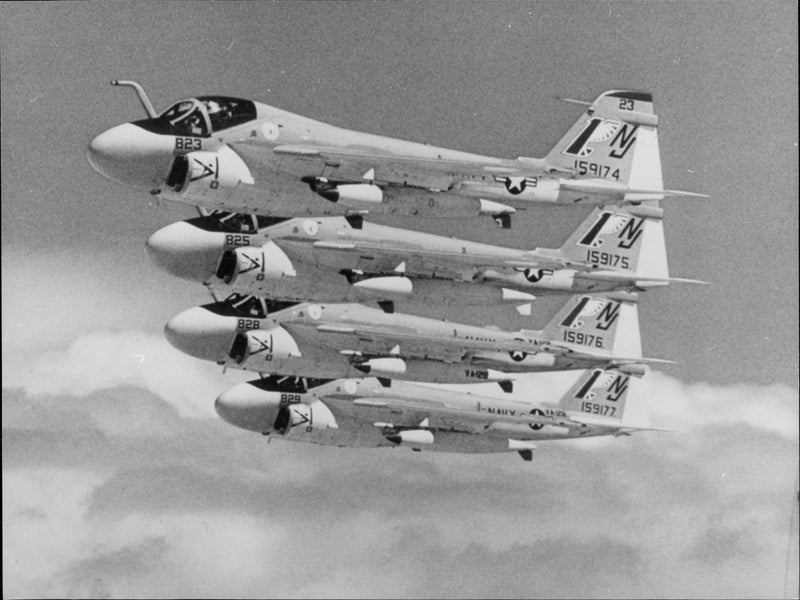 A-6 Intruder is seen formation flying during an exercise over Arizona - Vintage Photograph