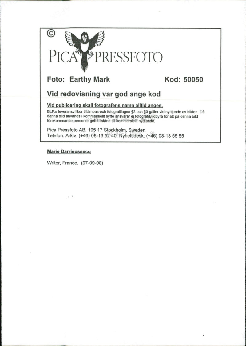 1997 TELEPHONE SWEDEN PICA RESPONSIBLE IMAGE DELIVER FRANCE WRITER - Vintage Photograph