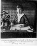Writer Agnes von Krusenstjerna writing on Fröknar von Pahlen on loggian to a farm in Sweden - Vintage Photograph