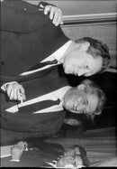 Writer Maurice Druon with his uncle Joseph Kessel during reception after being elected member of the French Academy - Vintage Photograph