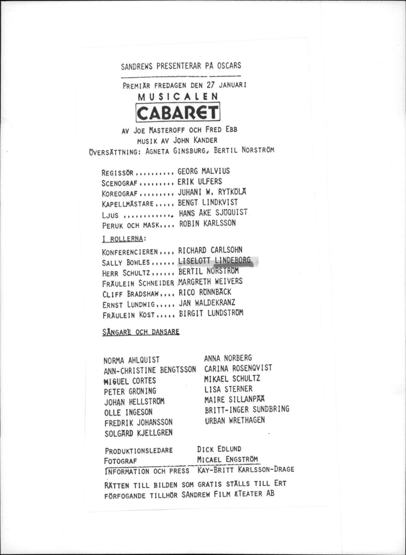 Scenario from the musical &quot;Cabaret&quot; - Vintage Photograph