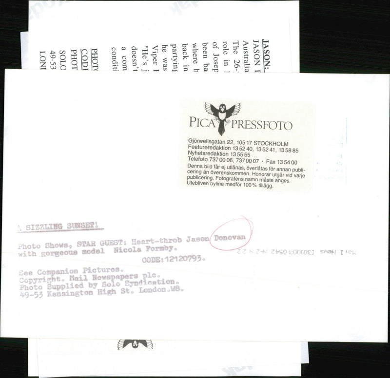 OTHER PICA NICOLA FORMBY DISCLOSED ZUSO KNOWN BRITISH FRANCE MODEL PRESS - Vintage Photograph