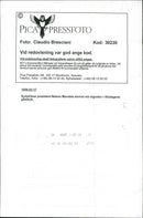 Nelson Mandela writes his signature in the Riksdag guestbook. - Vintage Photograph