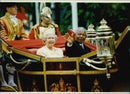 Queen Elizabeth and Nelson Mandela during a state visit in Britain. - Vintage Photograph
