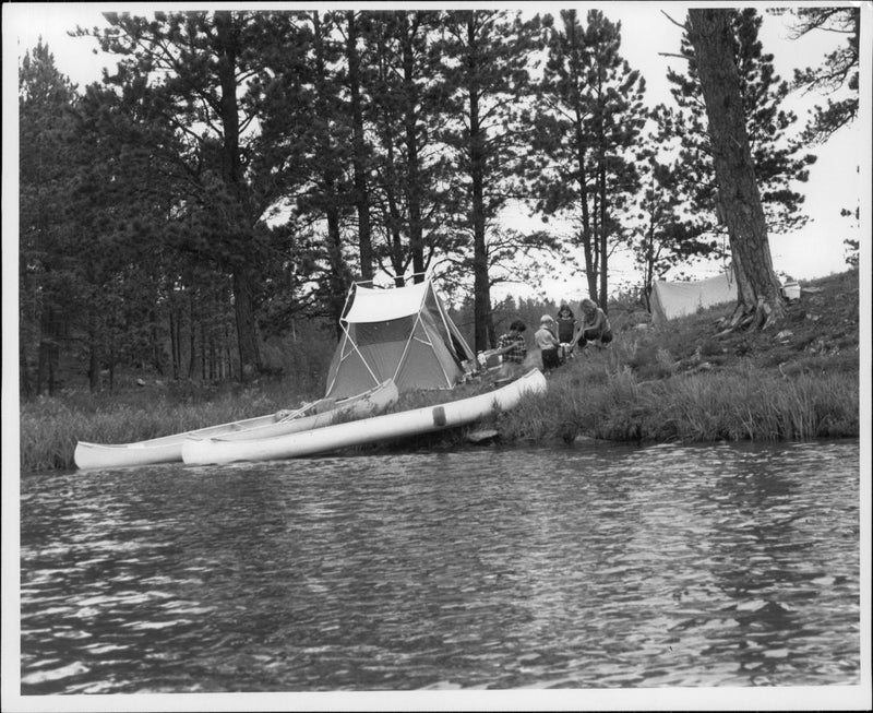 Nature camping at Stockade Lake in Custer State Park - Vintage Photograph