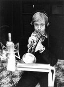 The musician Jan Allan plays the trumpet. - Vintage Photograph