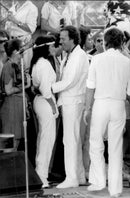 Latoya Jackson and Julio Iglesias sang together at the concert during the National Day Liberation. - Vintage Photograph