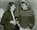 Ulf Lundell with tennis player Mats Wilander backstage at the Concert Hall after his last concert of his tour - Vintage Photograph