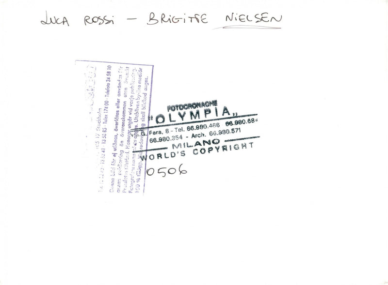 Den danska modellen och skådespelerskan Brigitte Nielsen och Luca Rossi. - Vintage Photograph