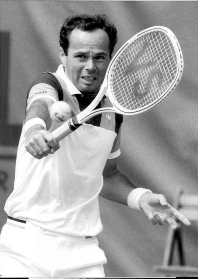 Portrait of tennis player Balazs Taroczy in action - Vintage Photograph