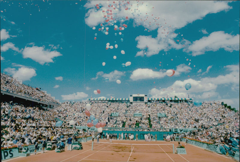 Balloons are released over planes - Vintage Photograph