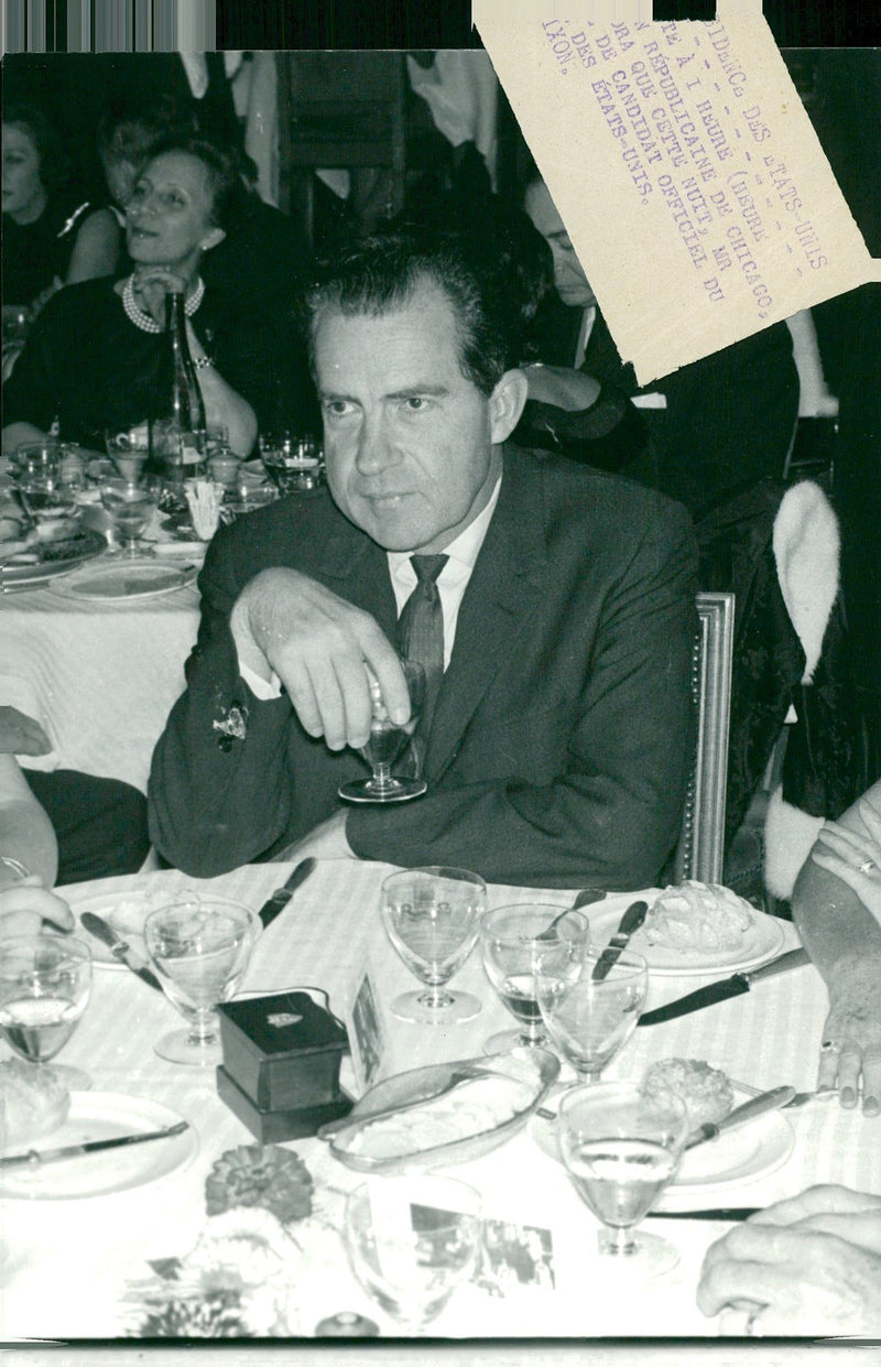 US Vice President Richard Nixon eats dinner at the Tour d&