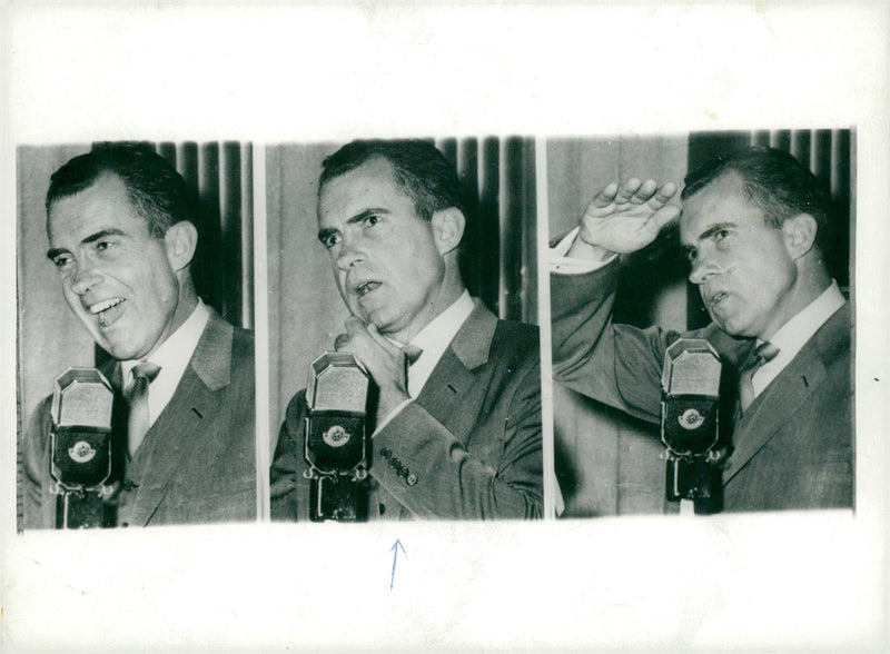 Vice President Richard Nixon talks at a press conference at Claridge&