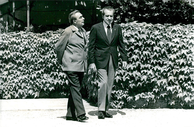 Soviet leader Leonid Brezjev and US President Richard Nixon - Vintage Photograph