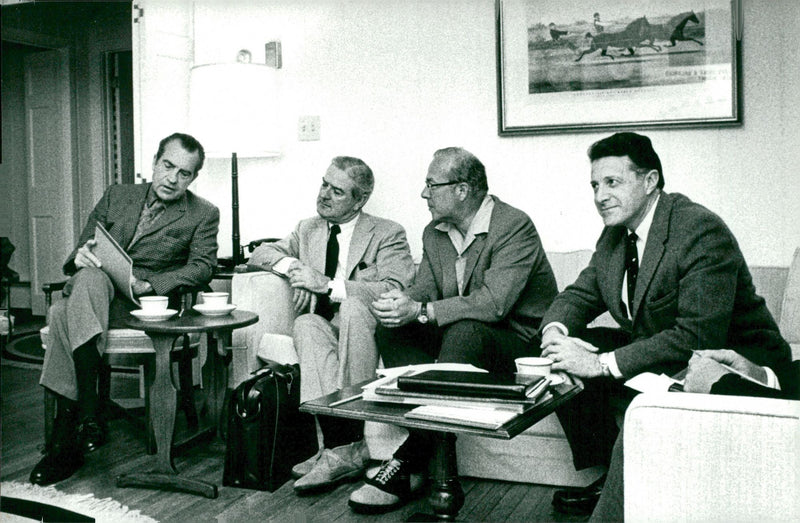 President Richard Nixon, Finance Minister John Connally, and Defense Ministers P. Schultz and Caspar Weinberger - Vintage Photograph