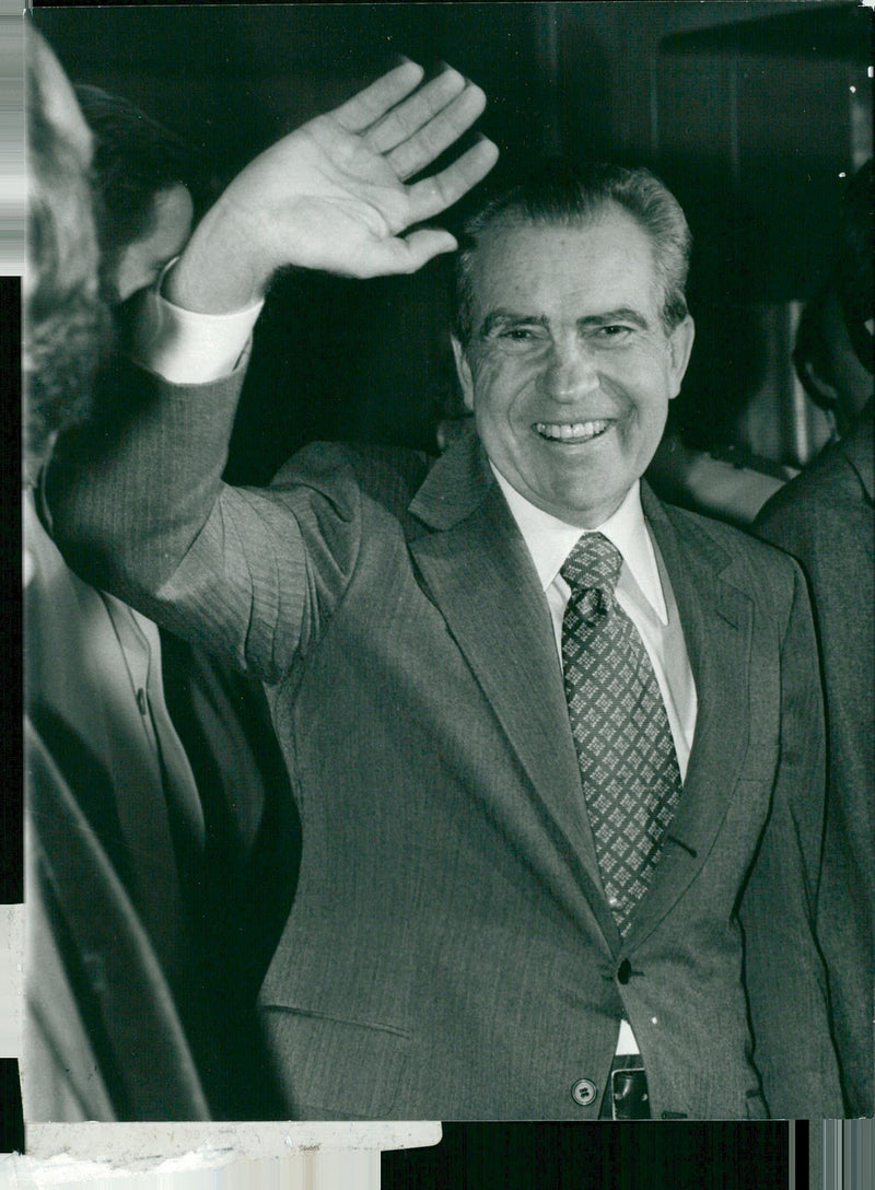 Richard Nixon waves smoothly - Vintage Photograph