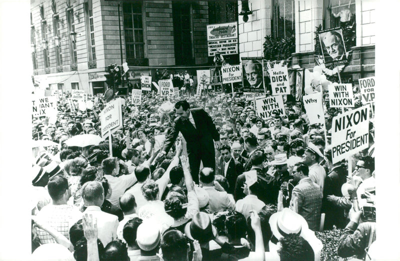 Vice President Richard Nixon arrives at the Republican Convention - Vintage Photograph