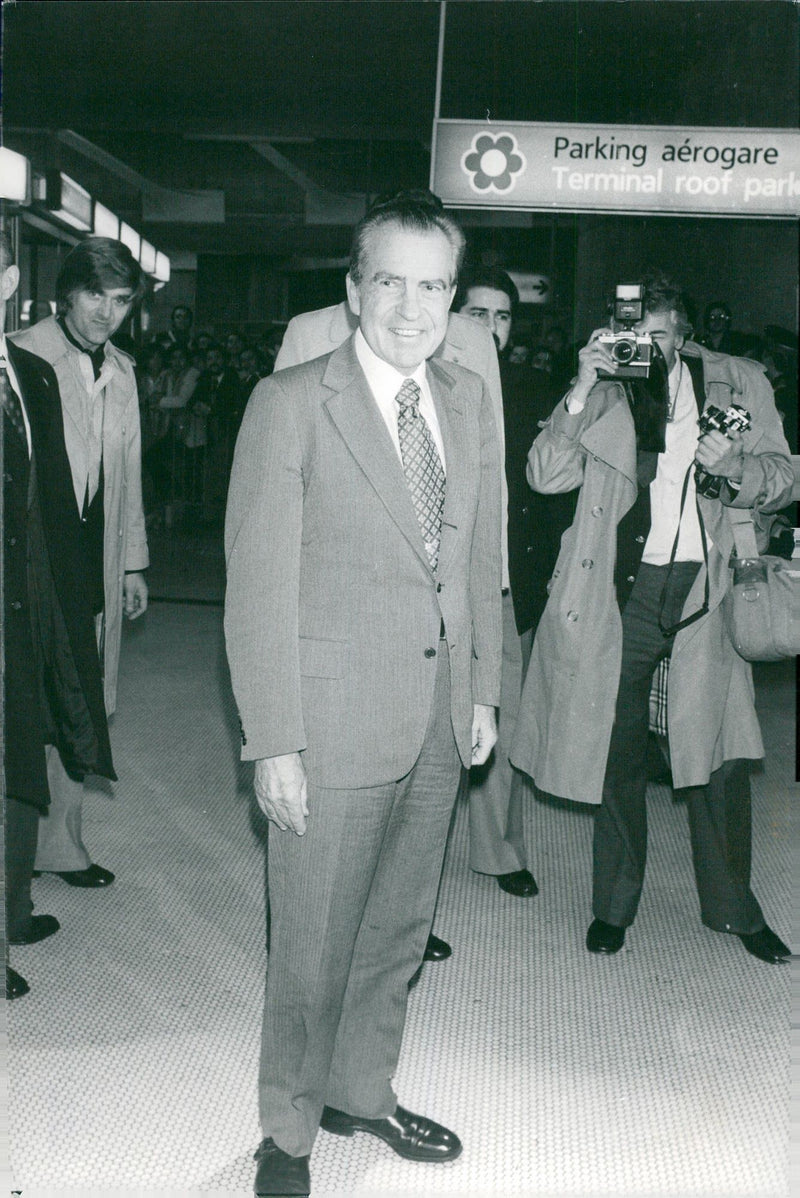 Richard Nixon is photographed on arrival in Paris - Vintage Photograph