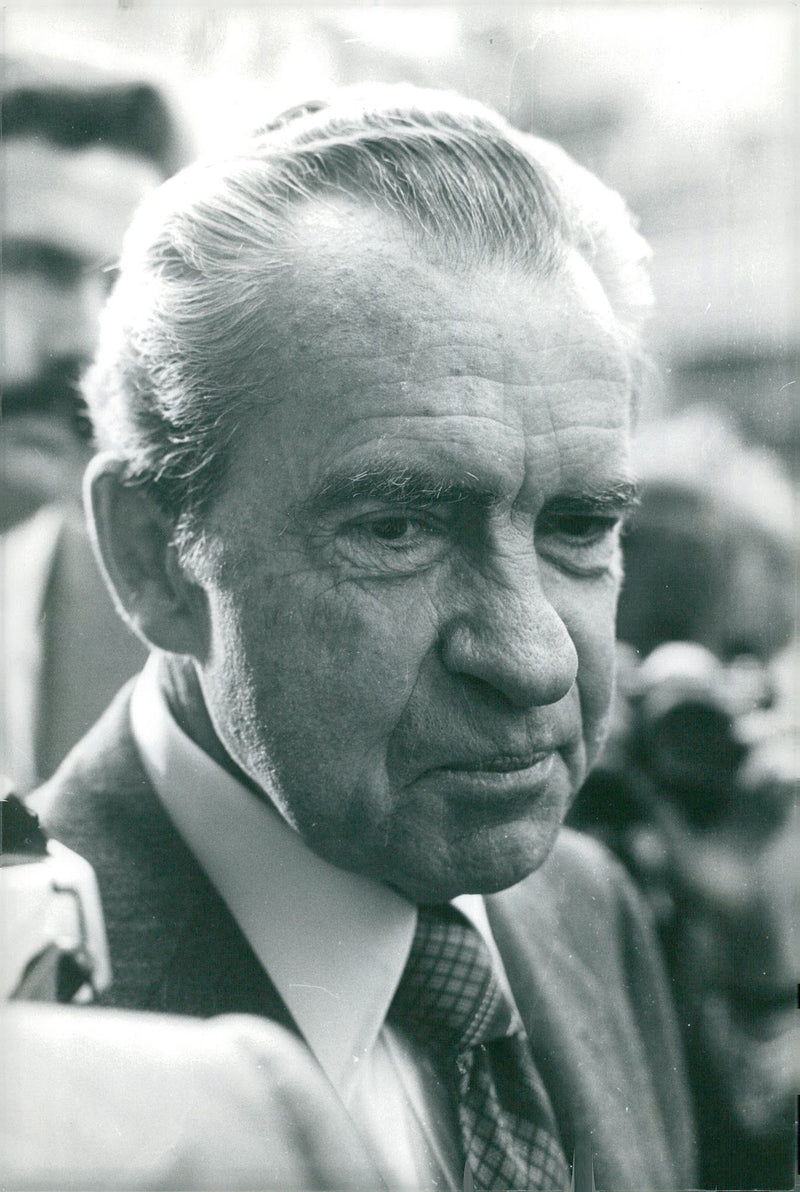 Richard Nixon at the Charles de Gaulle exhibition at Hotel de Ville - Vintage Photograph