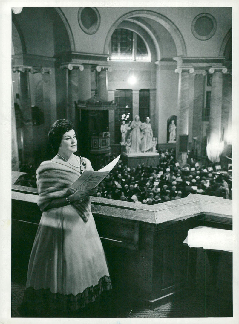 Opera singer Birgit Nilsson at a concert in Skeppsholm Church - Vintage Photograph