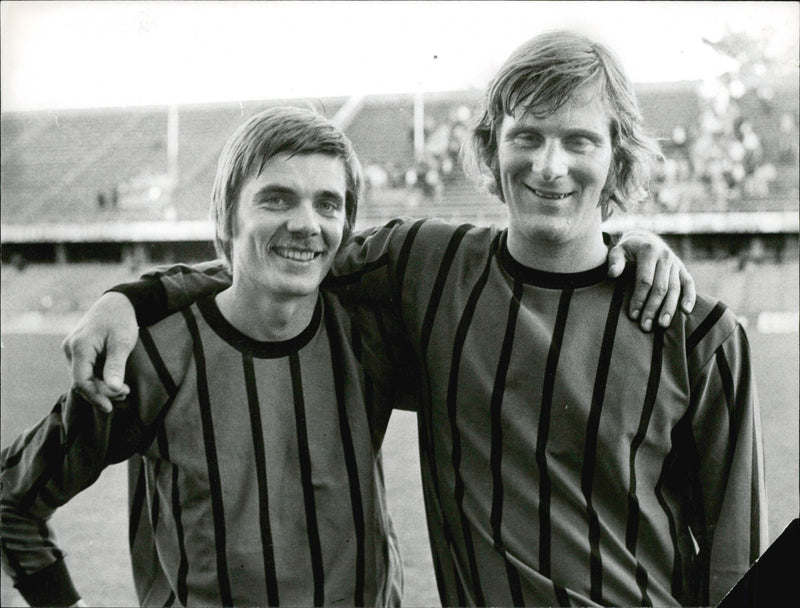 Football player Dan Brzokoupil (TV) with teammate - Vintage Photograph