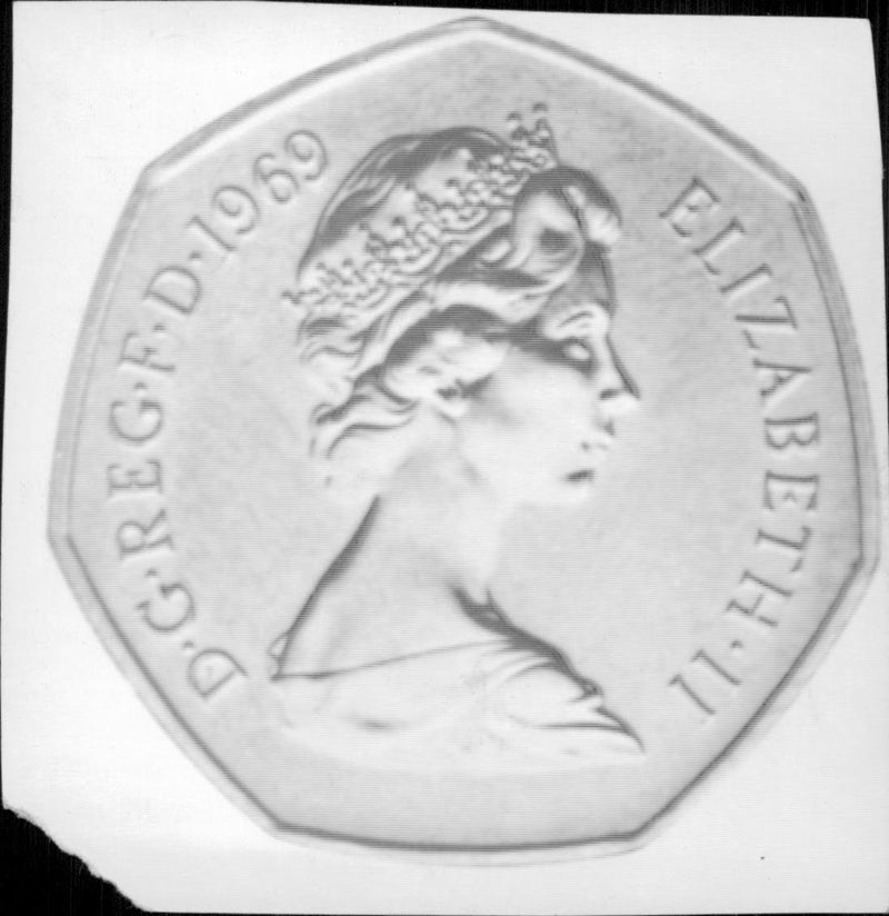 English 50-cent with Queen Elizabeth II. - Vintage Photograph